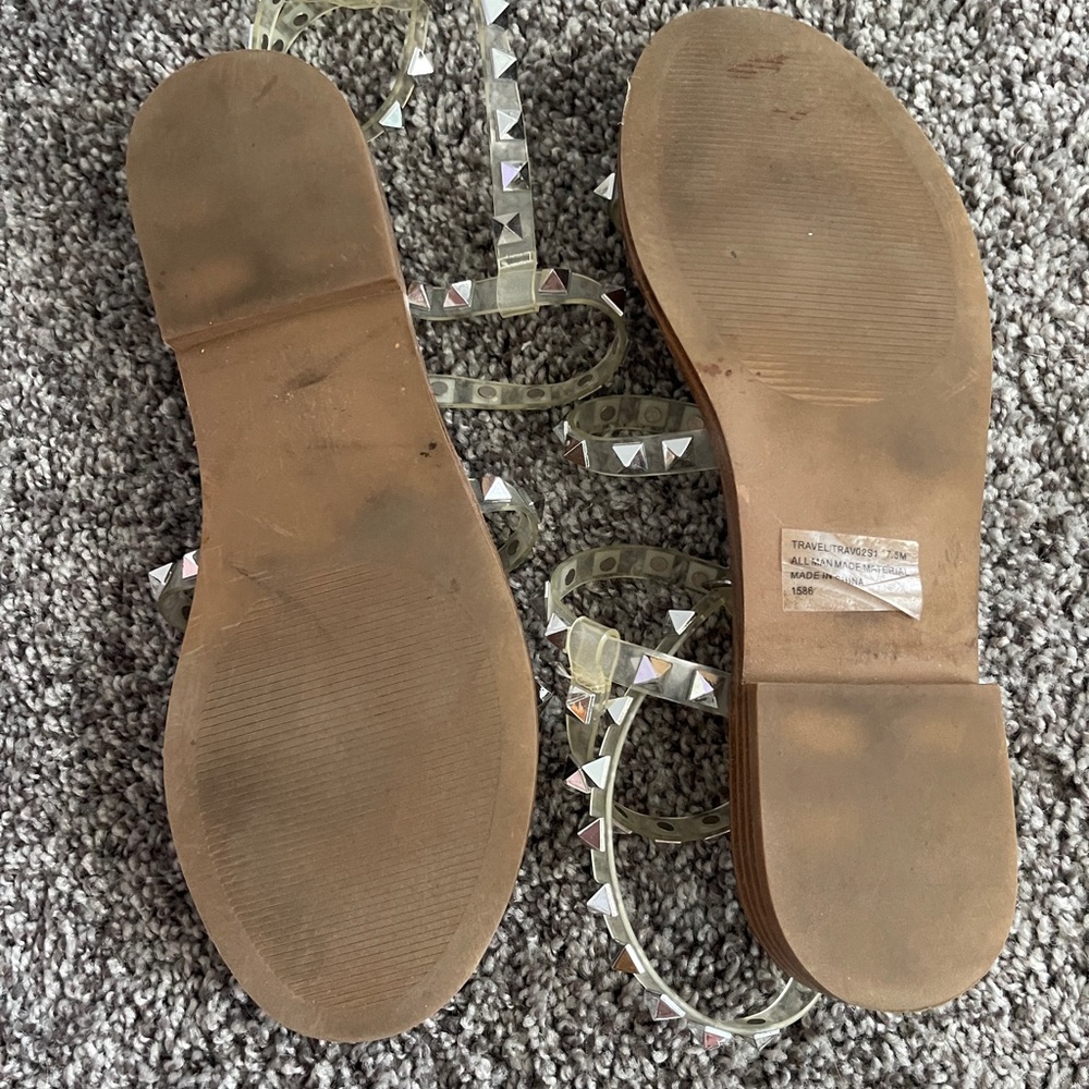 Steve Madden Travel Sandal Size 7.5 Clear & Silver - Picture 6 of 6